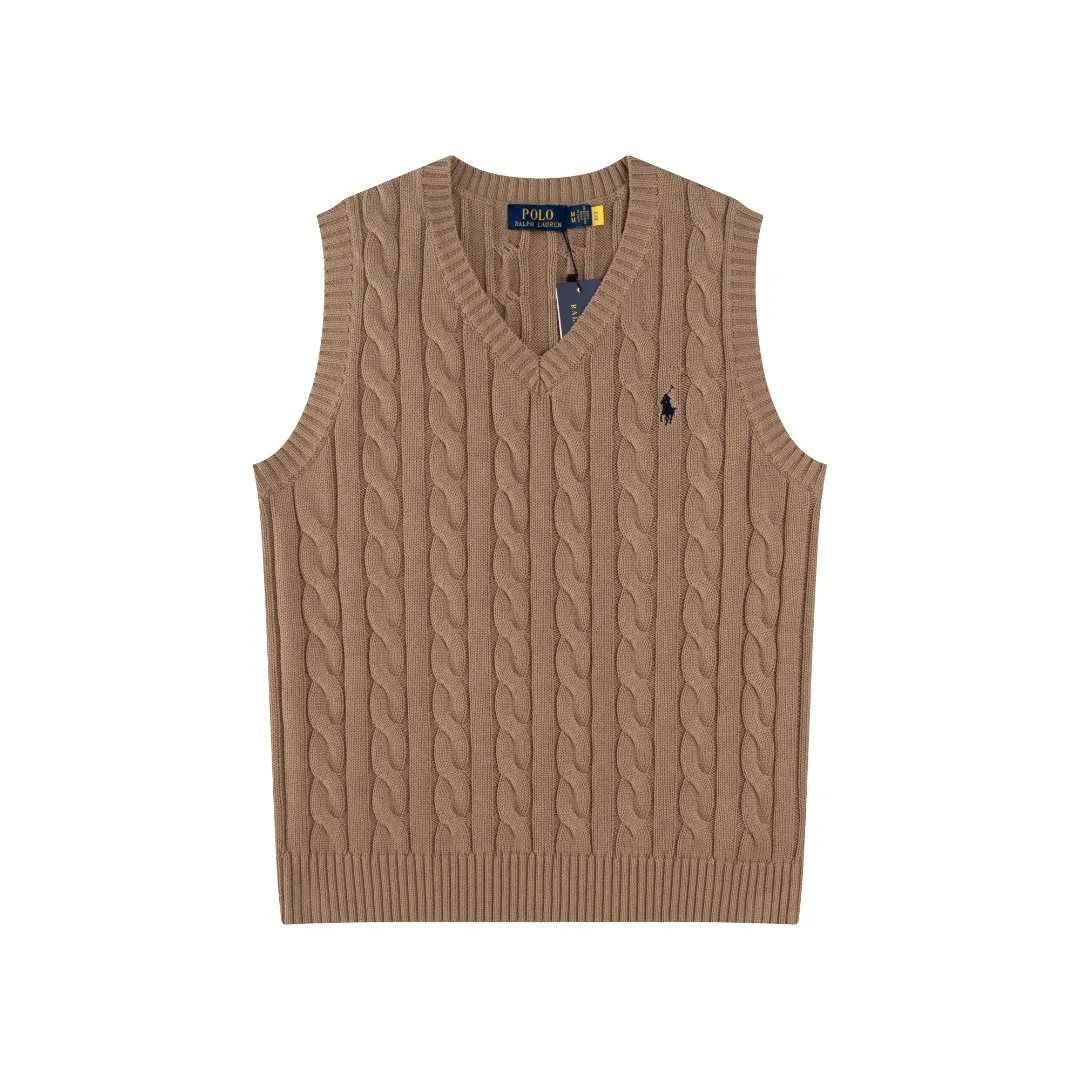 P176 #R82 Ralph Lauren Small Label Cable V Neck Vest Sleeveless Twist Sweater Women's Top Size: XS S M L Color: White Yellow Light Blue Pink Khaki Gray Navy Black Classic Cotton Yarn 100% White Cotton High Quality Classic Style Has Always Been Popular! The workmanship details are very good! Wearing a vest with a shirt is always the standard, with classic brand embroidery on the chest! All major stars have the same style! Best for couples. High quality goods! Xinjiang cotton micro-elastic and smooth fabric has excellent quality. Pure cotton is soft and skin-friendly. Length: 60/61/63/65 Bust: 44/46/49/52 Shoulder width: 36/37.5/39/41